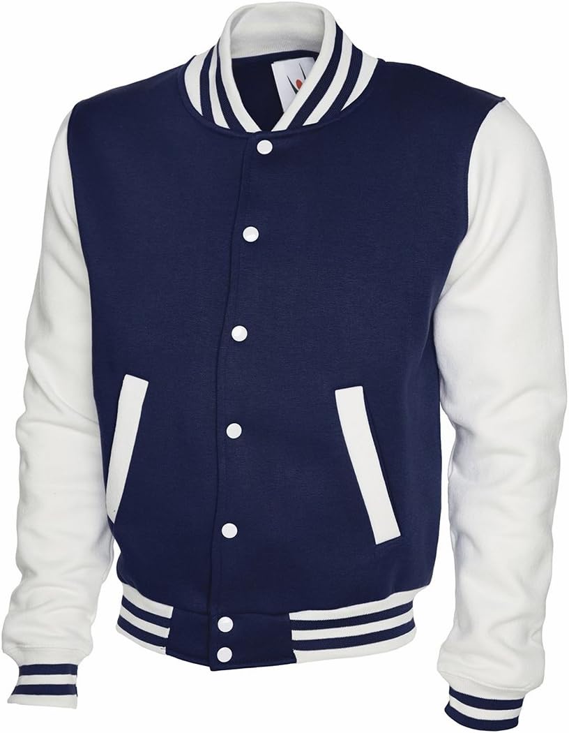 Mens Varsity Baseball Style Bomber Jacket Navy