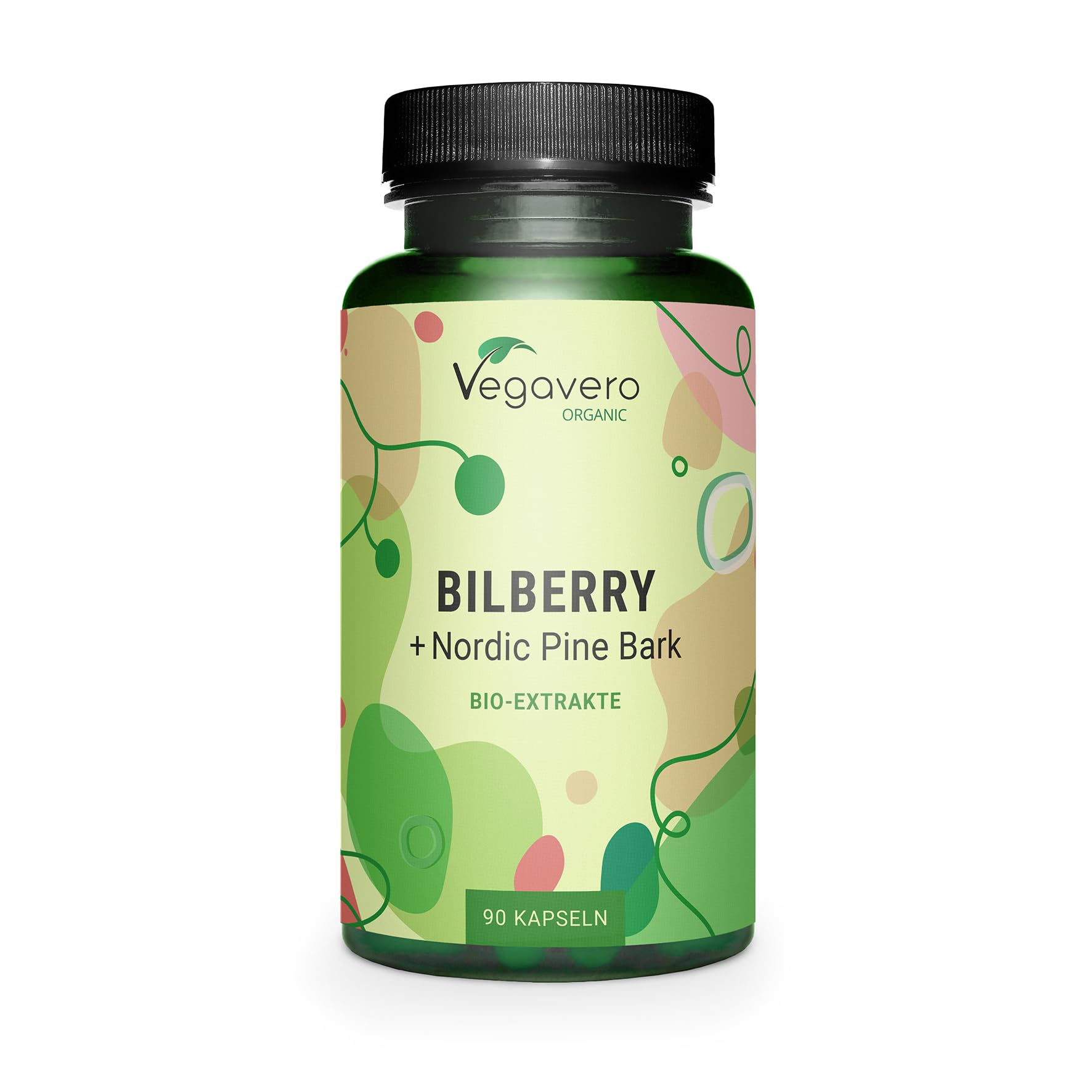 Vegavero Organic Bilberry 12,000 mg & Pine Bark | from High Strength Extracts | Premium Quality from Finland | NO Additives | 90 Capsules | Vegan