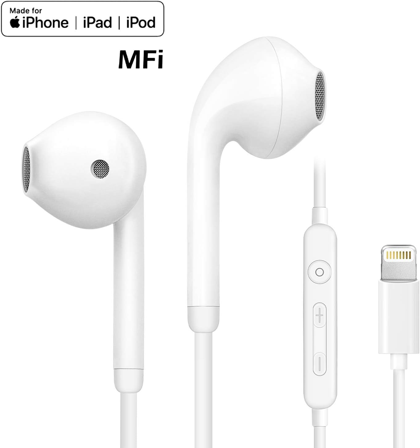 Lighting Earbuds, Popa in-Ear Headphones Earphones with Microphone and Remote, MFi Certified, Compatible with iPhone 11 Pro Max/X/XS/XS MAX/XR/8/8P/7/7P/iPad Pro/iPad Air/iPad Mini/iPod