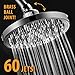 MegaRain Rainfall High Pressure 6 inch Shower Head by AquaSpa - Angle Adjustable Solid Brass Ball Joint - 40 Jets - Full Chrome Finish - Excellent Performance at High or Low Water Pressure