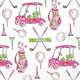Rosanne Beck Cocktail Napkins - 20 Count, 5x5 Inch, Light Rose Gingham Pattern