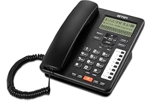 Ornin 2-Line Corded Telephone Systems for Small Business and House, Desk Phone Only (Black)