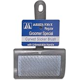 Millers Forge Stainless Steel Pins Universal Curved Pet Slicker Brush with Plastic Handle, Regular - MF120 13,Black