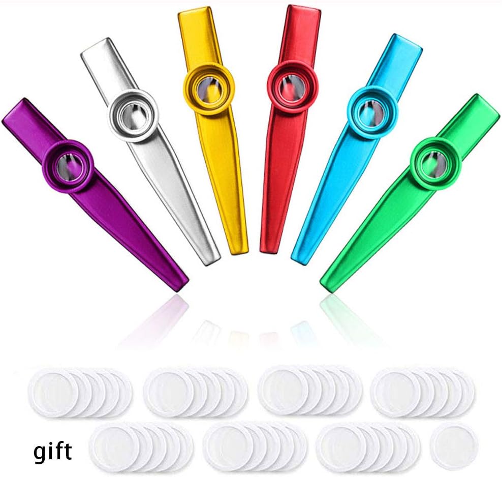 Vidillo 6 Kazoo Instrument Set with 36 Diaphragms Aluminum Alloy Body