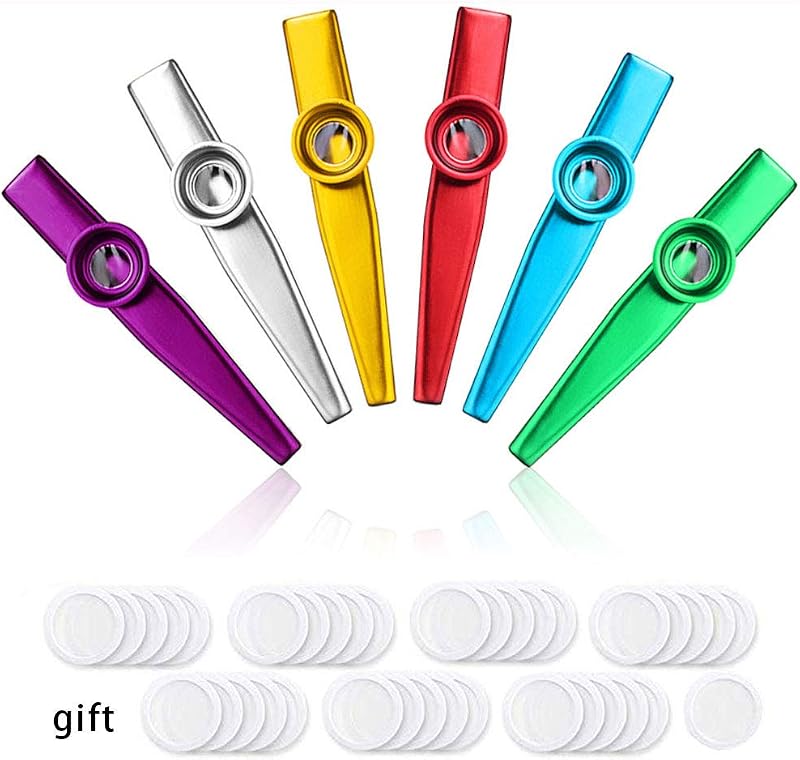Vidillo 6 Kazoo Instrument Set with 36 Diaphragms Aluminum Alloy Body