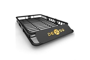 DEXSO 64" x 39" Universal Roof Rack Basket, 200 Lbs Capacity Rooftop Cargo Carrier Basket with Extension Heavy Duty Luggage Holder Rack for SUVs, Trucks, Vehicles