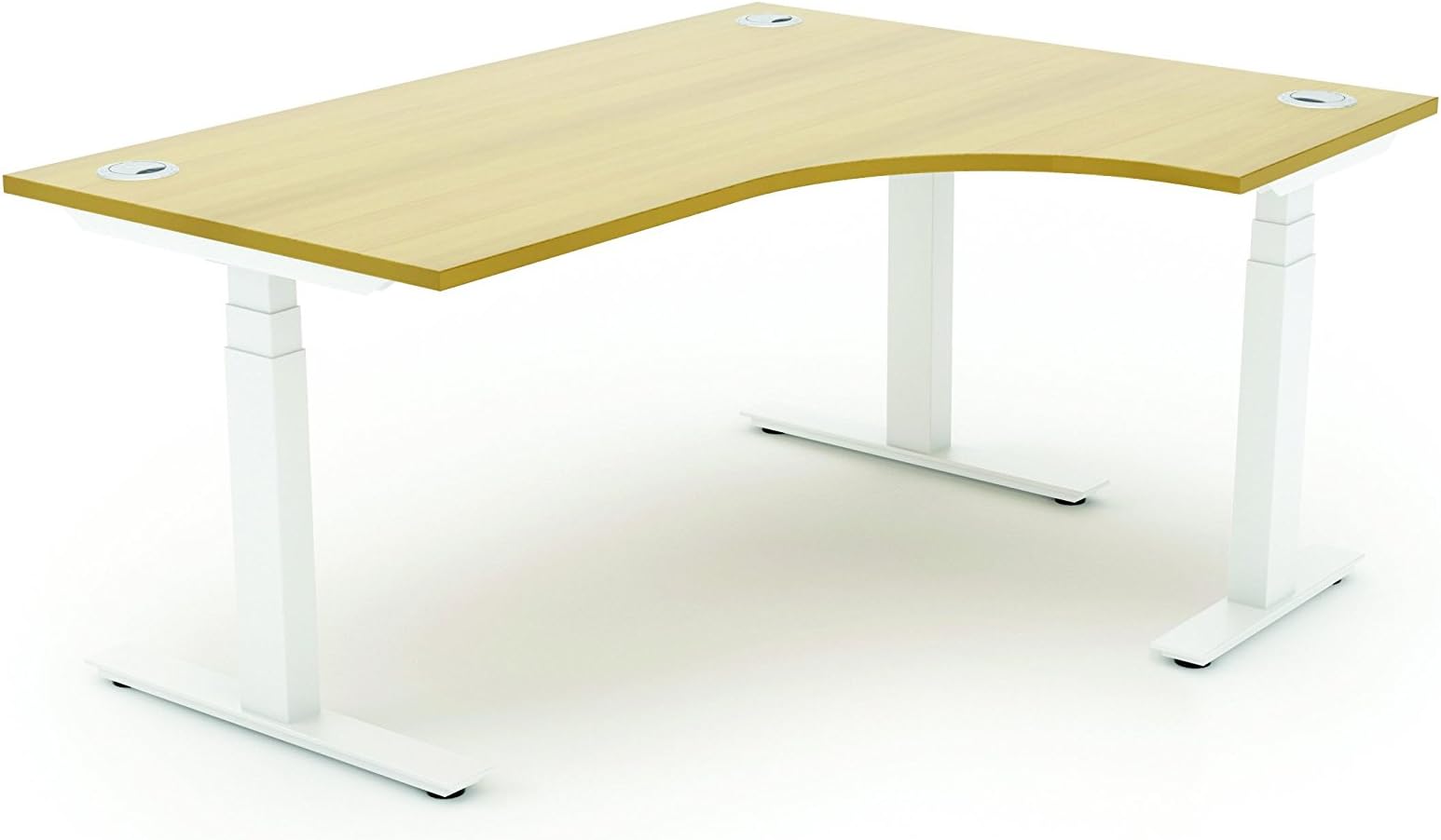 Ergo Desks Autonomy Pro Height Adjustable Electric Sit/Stand Corner Desk - Beech Top - Silver Frame - 180cm x 120cm x 80cm x 60cm - Right Hand Configuration
