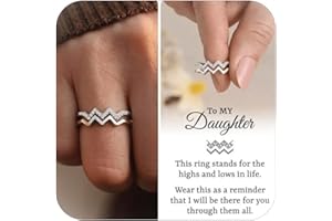 HARRY AND HENRY Daughter Gifts from Mom Highs and Lows Ring Zircon Double Wave Rings Mother Daughter Rings Trendy Stuff Birthday Christmas Gifts 2025 Stocking Stuffers
