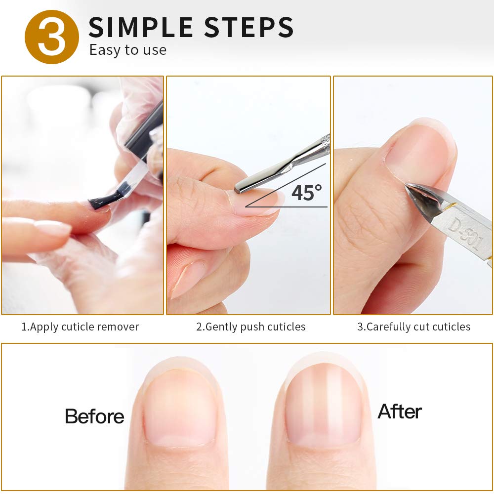 Cuticle Nippers, Cuticle Pusher & Cuticle Peeler, Teenitor Manicure and Pedicure Cuticle Tools with Cuticle Cutter Stainless Steel, Cuticle Pusher and Spoon Nail Cleaner Gel Nail Polish Nail Art Remov: Beauty