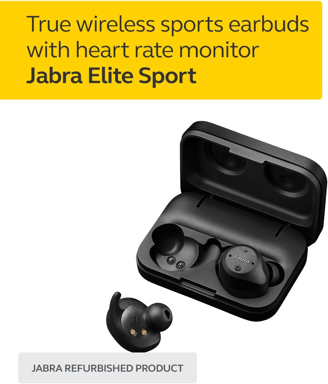 Amazon Com Jabra Elite Sport True Wireless Waterproof Fitness Running Earbuds With Heart Rate And Activity Tracker Advanced Wireless Connectivity And Charging Case 4 5 Hour Renewed Electronics