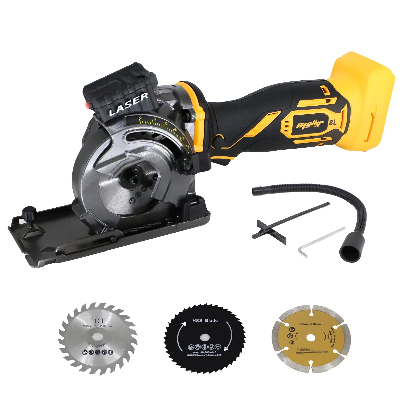 Photo 1 of Mellif Mini Circular Saw, Cordless Tile Saw Compatible with DeWalt 20V MAX Battery, 3200RPM, 3 Blades 3-1/2", Max Cutting Depth 1-2/11'', Laser Guide for Wood, Plastic, Soft Metal (Tool Only)