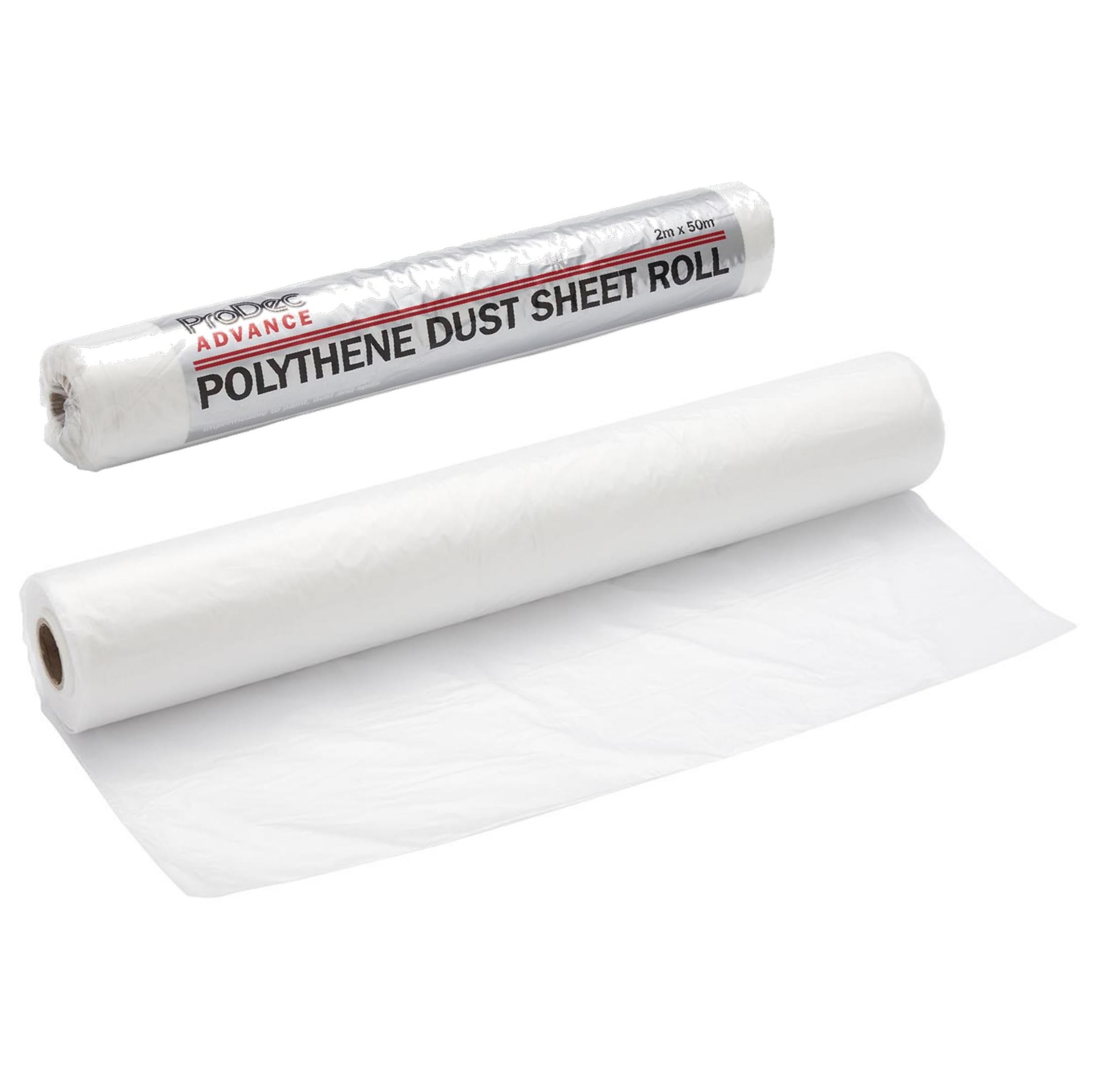 ProDec Advance 100 sqm (2m x 50m) Extra Durable Grade Polythene Dust Sheet Roll, Dustproof and Waterproof Ideal for Covering and Protecting Floors and Furniture When Painting and Decorating
