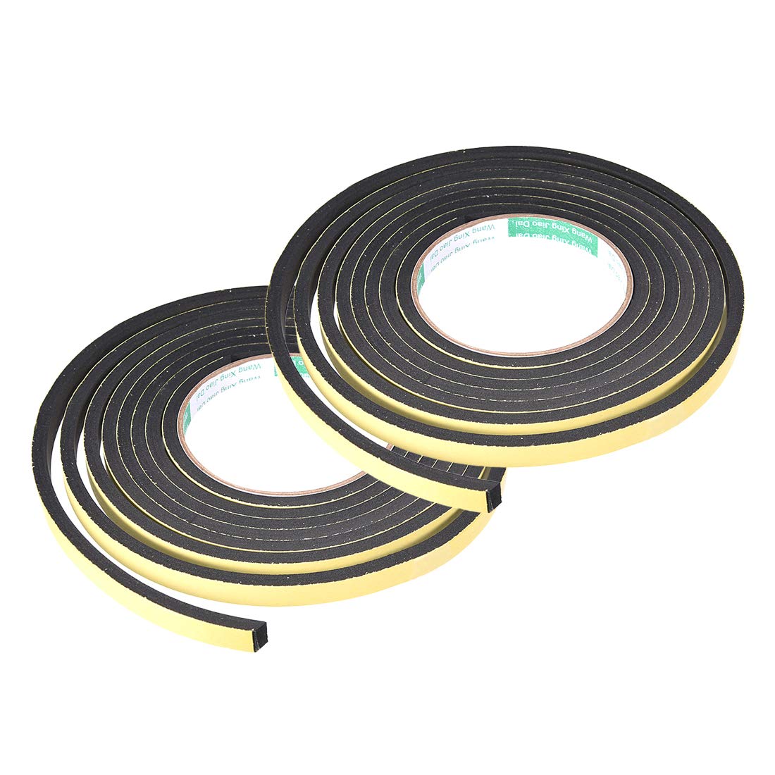 sourcing map Sealing Foam Tape 10mm Wide 5mm Thick 3 M/9.8ft Long, Self Adhesive Weather Strip for Window Door Insulation, Pack of 2