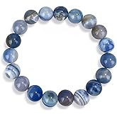 Blue Lace Agate Bracelet, Handmade Stretch Blue Bracelets for Women Men, 10mm Natural Gemstone Beaded Bracelet Spiritual Jewelry