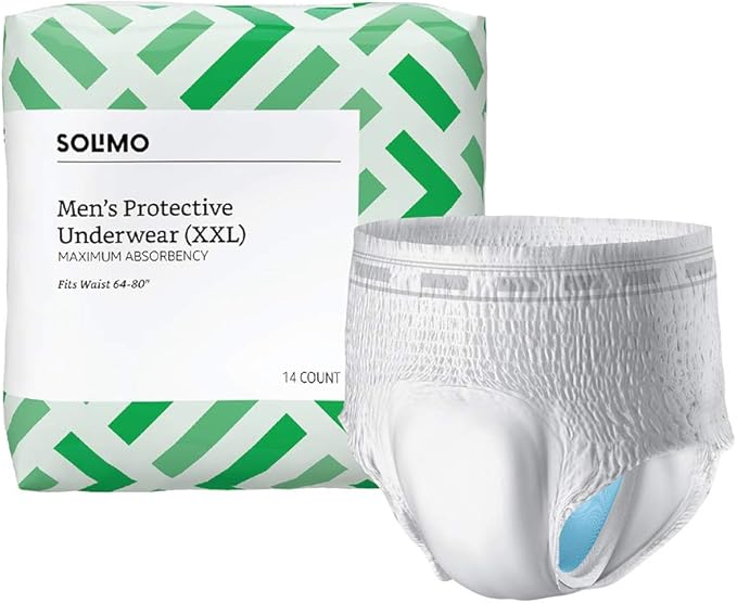 Amazon Brand Solimo Incontinence Underwear for Men, XXLarge, 14 Count Health