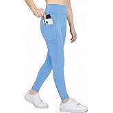 Zaclotre Girls Athletic Leggings with 4 Pockets High Waist Tights Kids Workout Yoga Pants for Running Dance