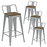 Vinahomar Silver Bar Stools Set of 4, Metal Bar