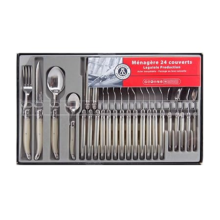 Laguiole Production 400052 Besteckset 24-teilig Perlmutt/Elfenbein/Edelstahl