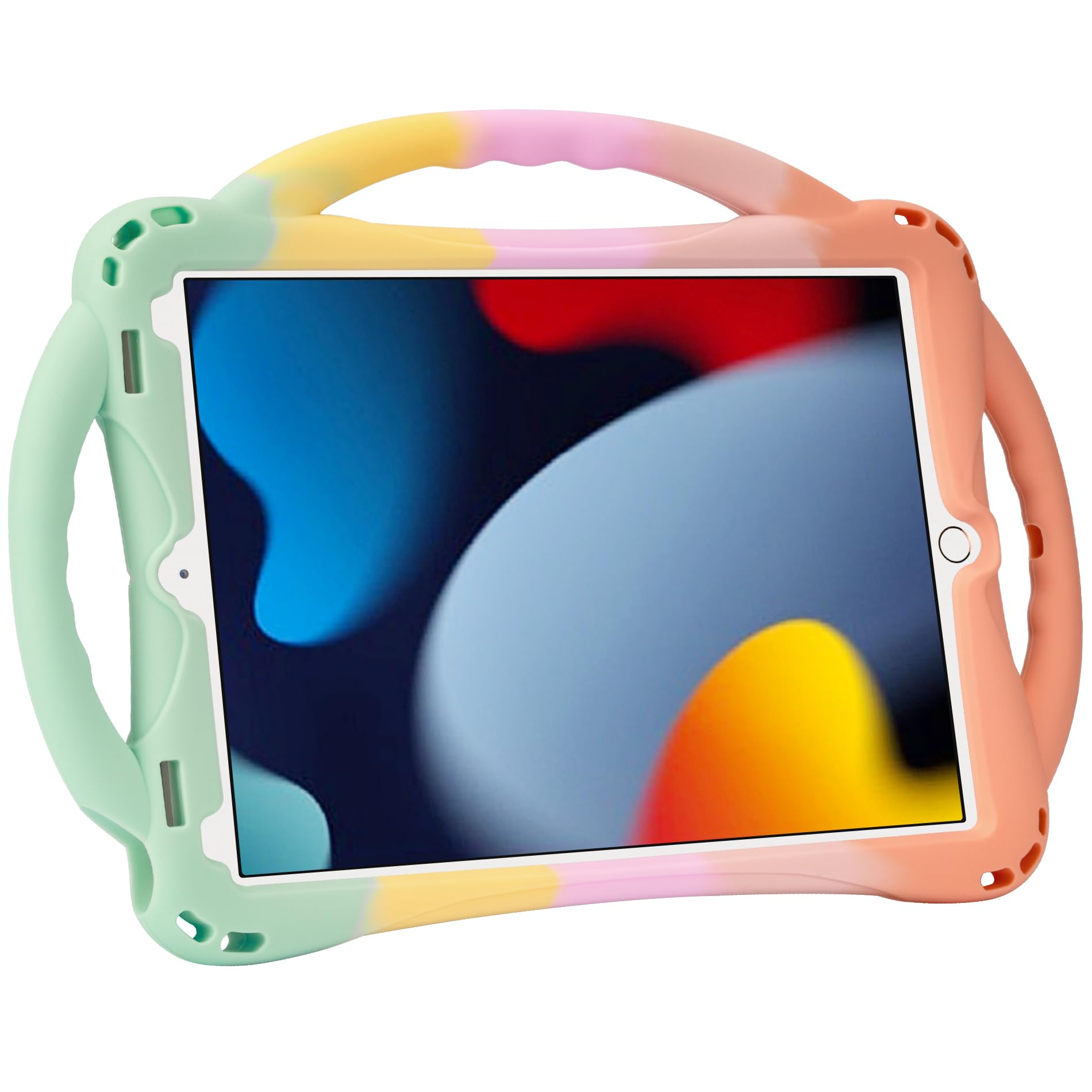 Photo 1 of Adocham Kids iPad 10.2 Case with Stand Handle and Strap, Lightweight Shockproof Silicone Cover for 10.2 inch iPad 2021/2020/2019 (Rainbow 2)