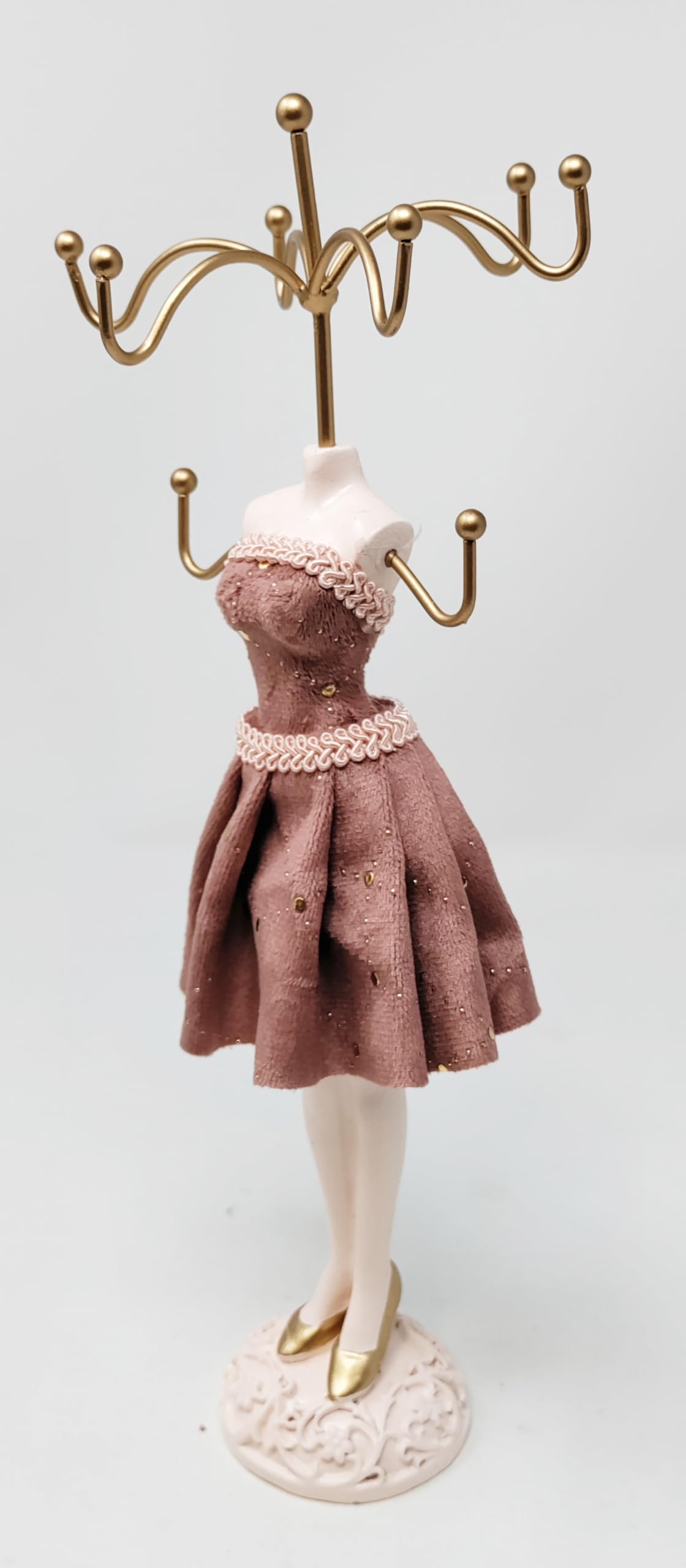 JRose Collections Beige Mannequin Jewellery Stand - Necklace, Earring & Ring Holder | Elegant Dressing Table Organizer