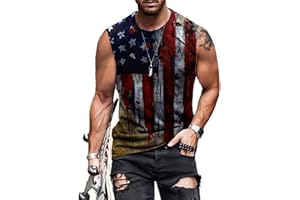 Heralady 4th of July Shirts Mens Muscle Tank Top 1776 Sleeveless Graphic Gym Workout American Flag Shirt