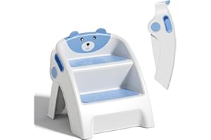 TAVLSHERO Folding Kids Step Stool for Bathroom and Potty Training,2.9lbs,Anti-Slip, Anti-Tip A-Frame Design with 10-Second Setup-Potty 2 Step Stool for Toddlers,CPC Certified for Safety and Easy Hand Washing