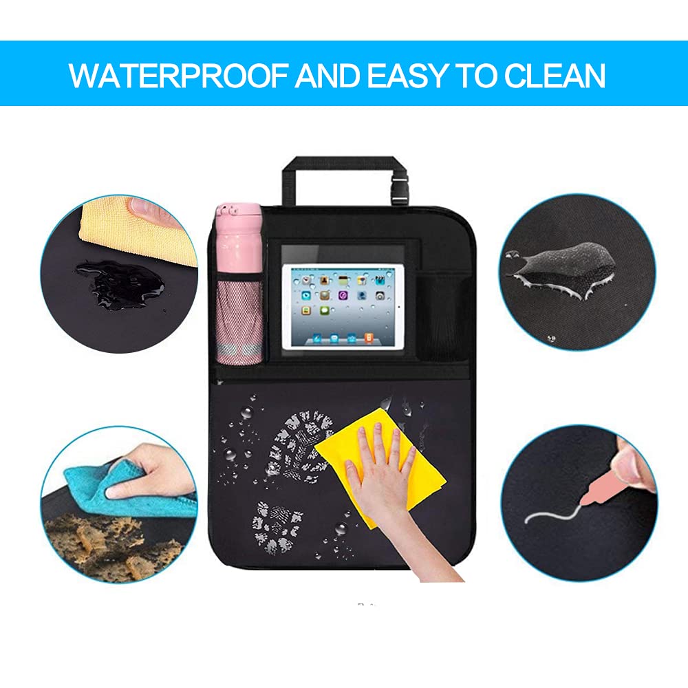 BLYPHOO Premium Backseat Organizer for Kids 2 Pack, Heavy Duty Waterproof and Stain Resistant Kick Mats Back Seat Protector, Durable Backseat Car Organizer with Tablet Holder+Storage Pockets