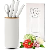 White Knife Set, WEISHEHUG 5-Piece Knife Set with Block Sharp Knife Block Set, Kitchen Knife Sets with Block Dishwasher Safe, Anti-slip Handle (White)