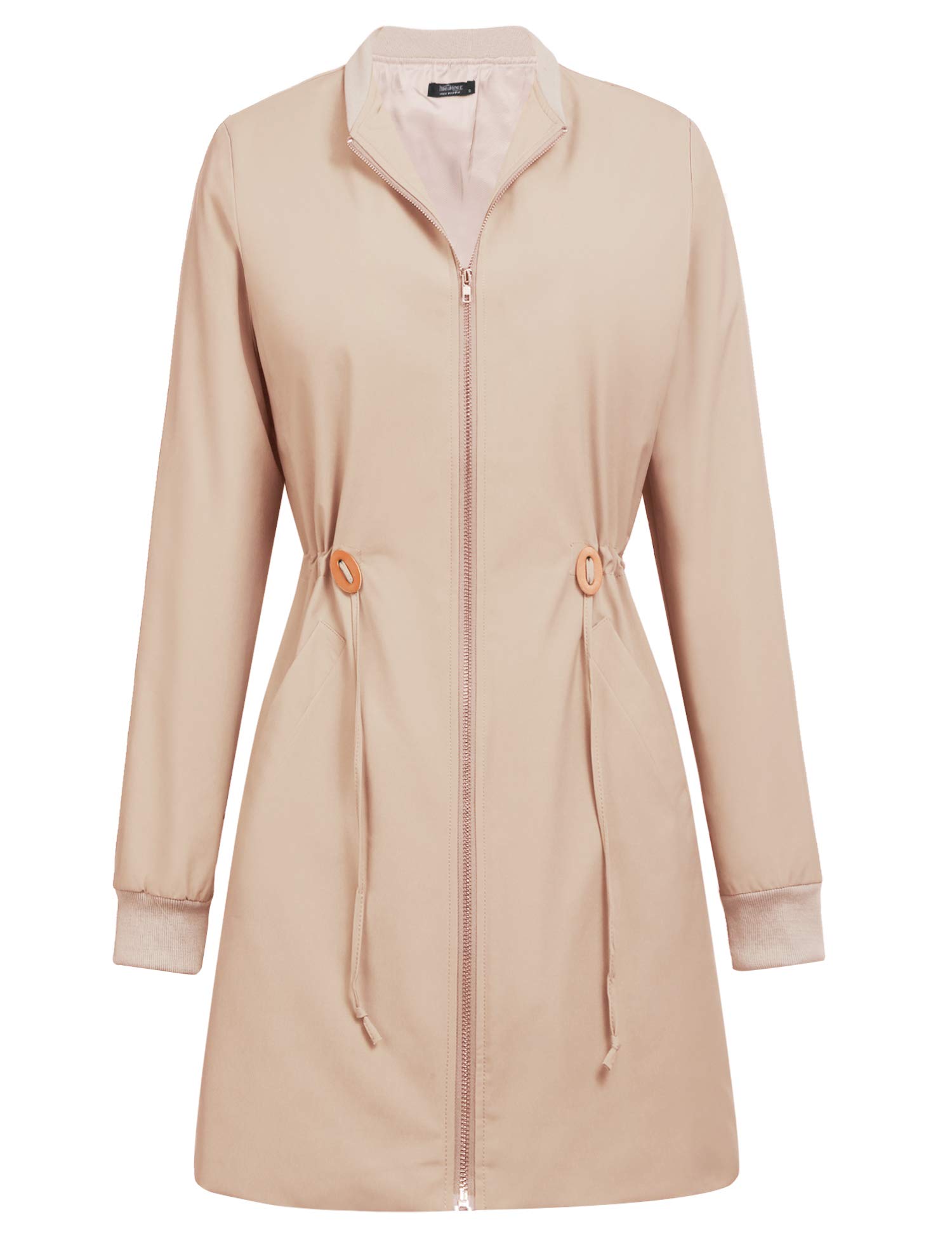 ELESOL Women\'s Military Anorak Utility Classic Safari Zipper Jacket with Pockets Khaki/S