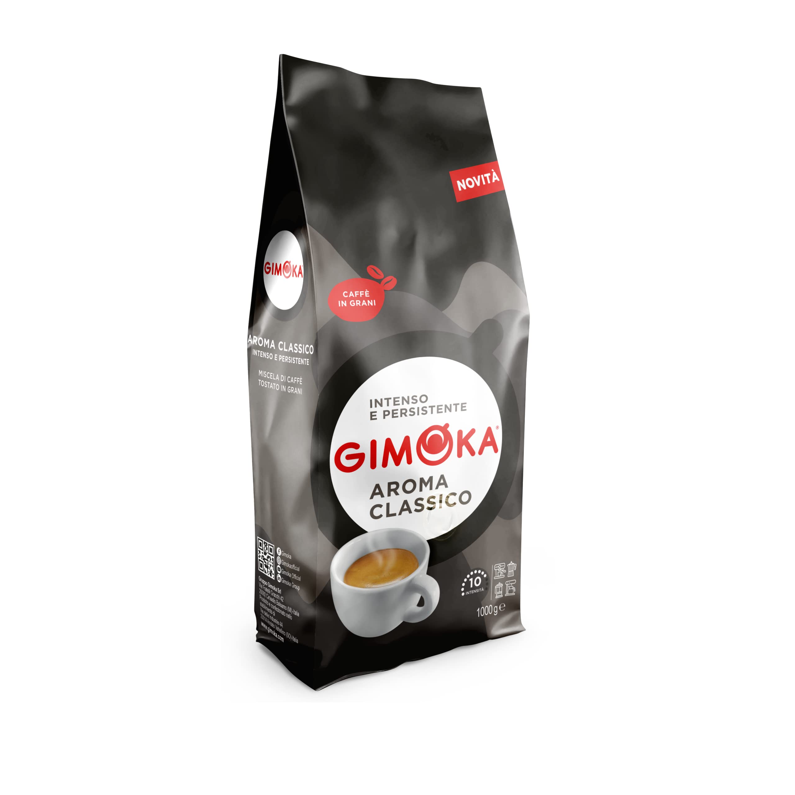 Gimoka – Kaffeebohnen – 1 kg – Classico Mischung – Intensität 10 – hergestellt in Italien – 1kg Packung