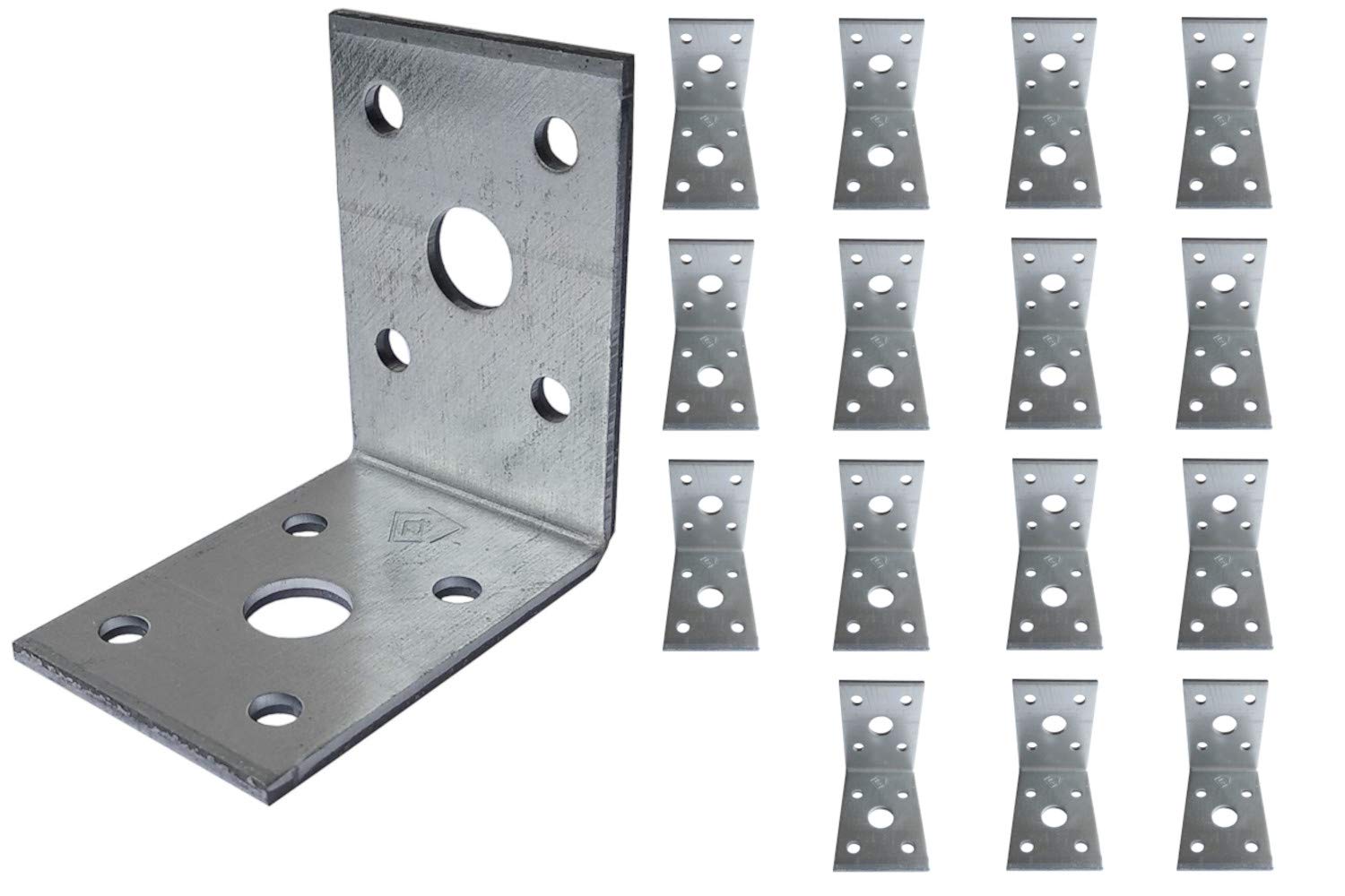 Corner Braces Brackets Plates, Heavy Duty Wooden Angle, Metal Steel Sheet Galvanised 1.97"x 1.97"x 1.38"x 0.1"(50 x 50 x 35mm x 2.5mm) Pack of 15pcs — image 1