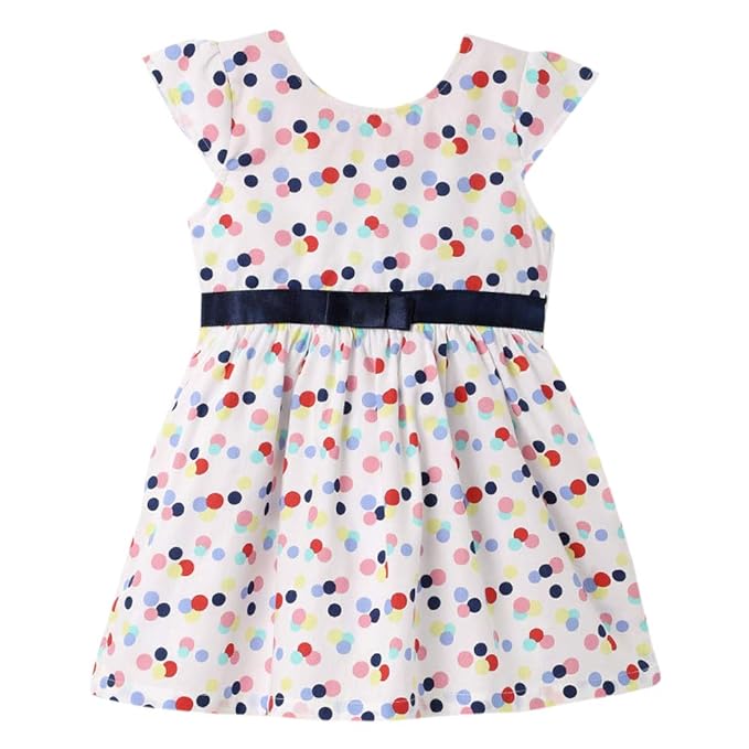 Hopscotch Baby Girls Cotton Polka Dot Print Sleeveless Dress in Red