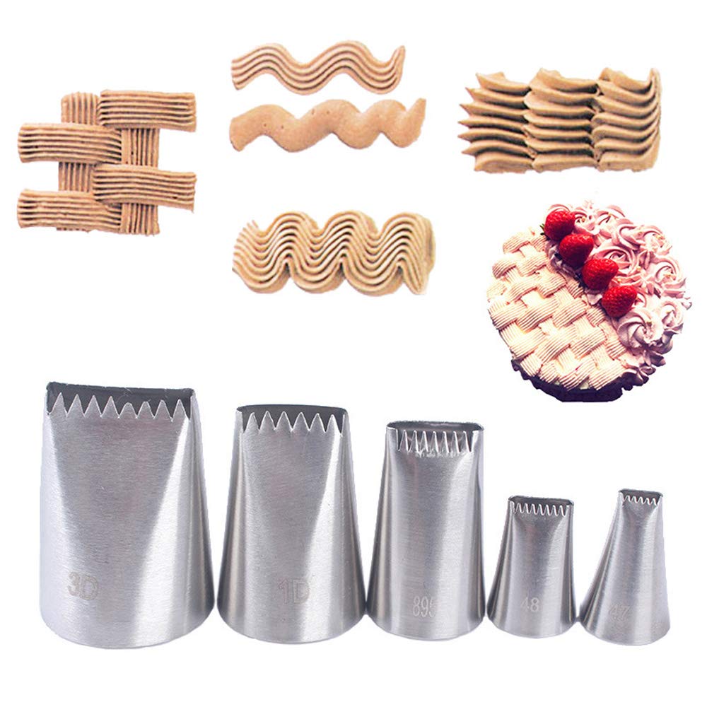 BLUGUL Basketweave Cake Piping Tip, 5pcs Piping Nozzle, Pastry Cupcake DIY Decorating Tool, Basket