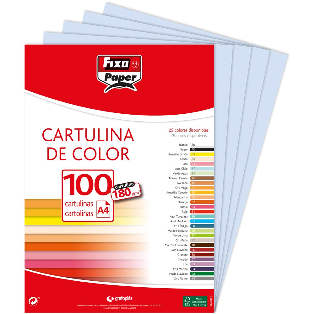 Fixo 11110437 – Pack of 100 Card, A4, Sky Blue