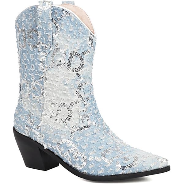 Dirty Laundry Women's Mazzy Ankle Boot - Light Blue Floral Print, Chunky Heel, Combat Style