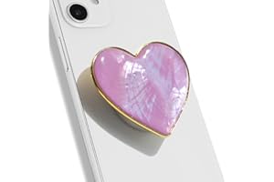 DALSTONE Authentic Natural Sea Shell Mother of Pearl Expandible Collapsible Mobile Phone Grip Stand Holder for Smartphone Tablet Cell Phone Accessory (Heart Violet)