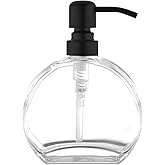 BZOOSIU Glass Soap Dispenser with Rust Proof Stainless Steel Pump, Refillable Kitchen & Bathroom Countertop Dish Soap Dispenser for Essential Oils, Lotions, Liquid Soaps, Black