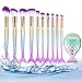 Mermaid Makeup Brush Set Kabuki Makeup Brushes Cosmetics Foundation Blending Brush Beauty Brushes Kit Premium Makeup Brush Concealer Cosmetic Tools - 11Pcs (Multi-color GradientA)