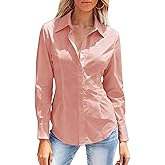 Mutitop Button Down Shirts for Women Long Sleeve Dress Shirts Wrinkle Free Collared Work Office Solid Blouses Corset Tops