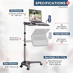 LEVO G2 V16 Mobile Laptop Stand Desk Rolling Cart