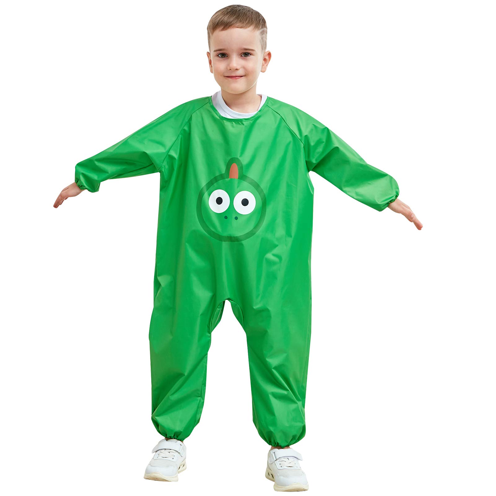 Kids Weaning Bibs Coverall with Sleeves Apron Painting Waterproof Bib One-Piece Romper for Painting Feeding, Ideal for BLW Mess 3-4 Years