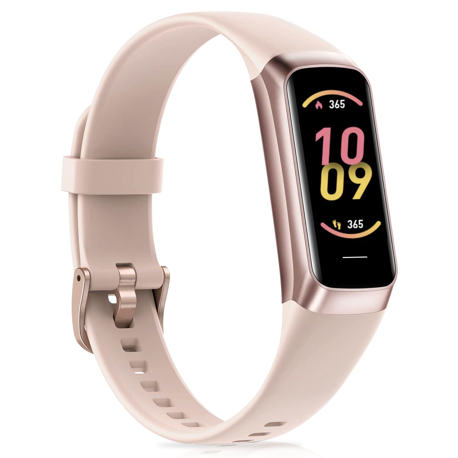 Photo 1 of Fitness Tracker with Heart Rate/Blood Pressure/Pedometer/Calories/Stopwatch, Activity Tracker with 1.1"" AMOLED Screen, Waterproof Step Tracker for Android iPhones Women Men