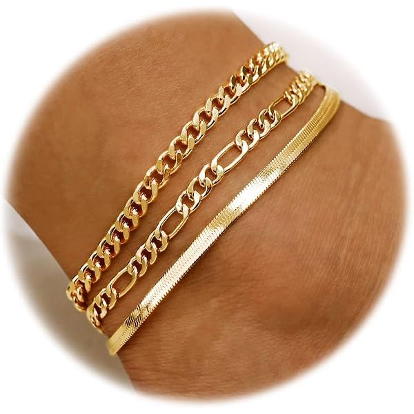 thumbnail image 2 of Barzel 18K Gold Plated Flat Mariner Anklet For Women – Made In Brazil, Lobster Claw Clasp 2 of 13