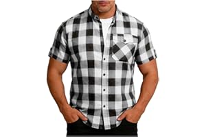 Plaid Shirt Men Short Sleeve Casual Blouses Summer Loose Button Tops Flannel Comfortable Checkered Shirts 2026