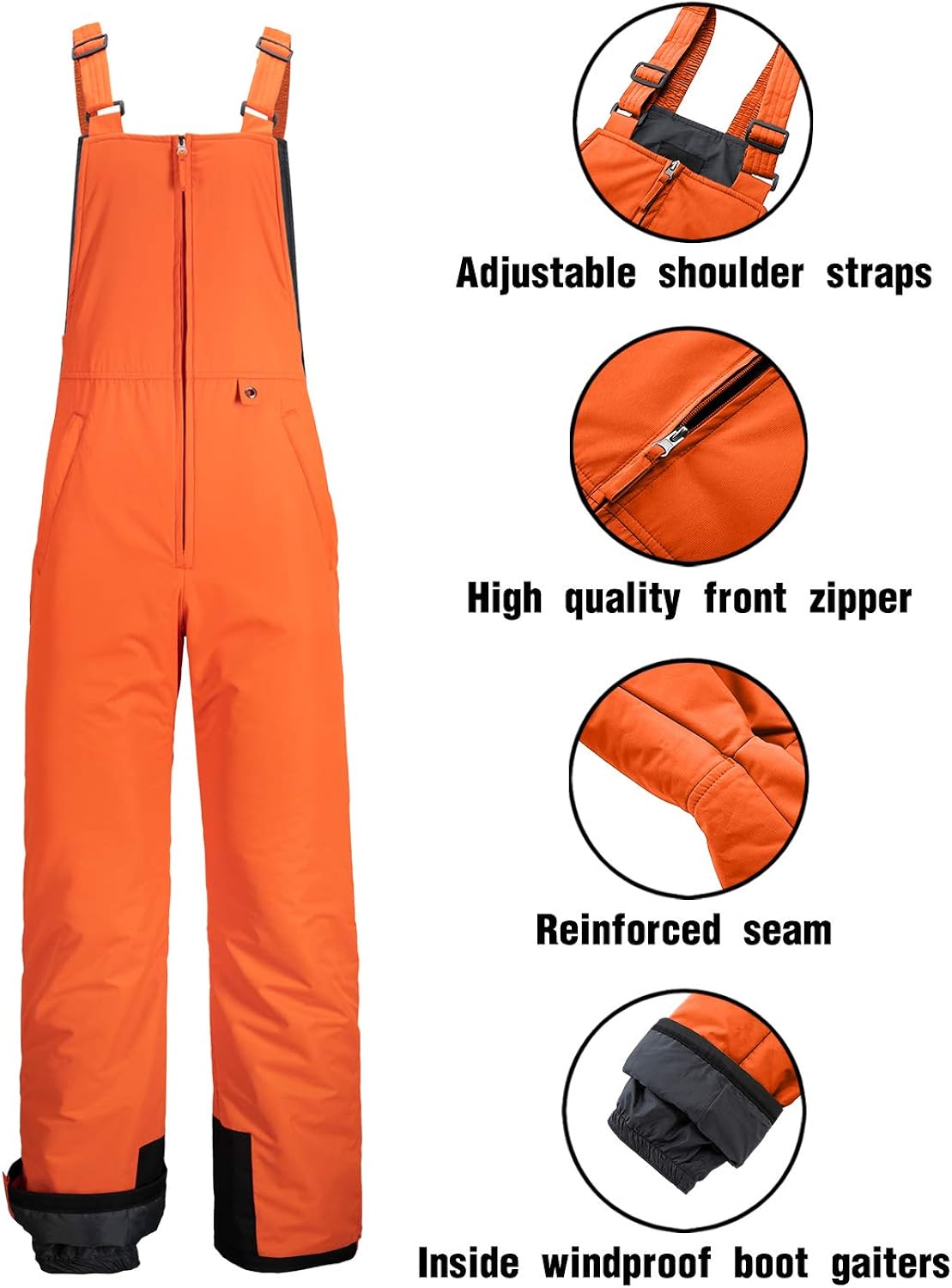 GEMYSE Men's Insulated Waterproof Ski Bib Overalls Winter Snowboarding Pants: Clothing