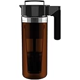 Takeya Glass Cold Brew Coffee Maker for Iced Coffee, Airtight Pitcher, Premium Quality, 2 Quart, Black Lid and Handle