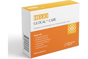 GlocalCare Helio – Antioxidant-Rich Sun Defense & Skin Rejuvenation Supplement with Polypodium, Nutroxsun, Astaxanthin & Pomegranate Extract - Fights Photoaging & Oxidative Stress - (30 Capsules)
