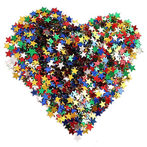 Topfunyy Colorful Star Confetti Glitter Table Confetti Metallic Foil Stars Sequin for Christmas Decoration, Wedding Party Supplies and Nail Art - 1.6 Ounce