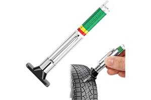 JUSTTOP Car Tire Tread Depth Gauge, Color Coded Tyre Tread Metric Gage, Universal Fast Accurate Tire Wear Gauge in 32nds