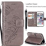 For iPhone 7 Case,iPhone 7 Leather Case,iPhone 7 Cover,Candywe [Grey] [Wallet]Leather Suit For iPhone 7 For Woman (With Strap)